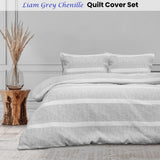 NNEDSZ Liam Chenille Textured Grey Quilt Cover Set King