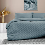 NNEDSZ London Denim Embossed Quilt Cover Set King