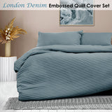 NNEDSZ London Denim Embossed Quilt Cover Set King
