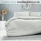 NNEDSZ London Silver Embossed Quilt Cover Set Queen