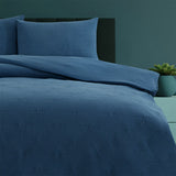 NNEDSZ Maxwell Navy Embossed Vintage Washed Quilt Cover Set King