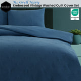 NNEDSZ Maxwell Navy Embossed Vintage Washed Quilt Cover Set King