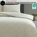 NNEDSZ Maxwell Tan Embossed Vintage Washed Quilt Cover Set Queen