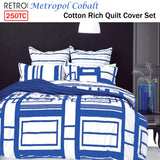 NNEDSZ Retro Home 250TC Cotton Rich Metropol Cobalt Quilt Cover Set Queen