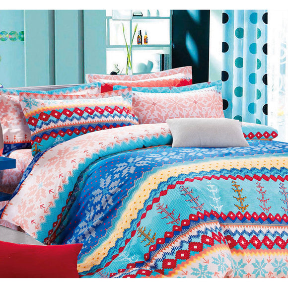 NNEDSZ 250tc Cotton Sateen Reversible Norska Quilt Cover Set KING