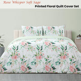 NNEDSZ Rose Whisper Soft Sage Printed Floral Quilt Cover Set King