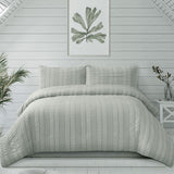 NNEDSZ Sommer Coastal Grey Seersucker Stripe Quilt Cover Set King
