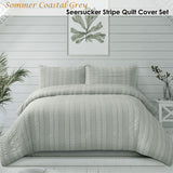 NNEDSZ Sommer Coastal Grey Seersucker Stripe Quilt Cover Set King