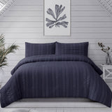 NNEDSZ Sommer Indigo Seersucker Stripe Quilt Cover Set Queen