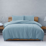 NNEDSZ South Coast Pale Blue Embossed Quilt Cover Set King