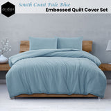 NNEDSZ South Coast Pale Blue Embossed Quilt Cover Set King