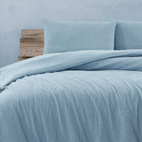 NNEDSZ South Coast Pale Blue Embossed Quilt Cover Set Queen