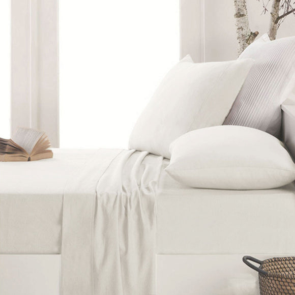 NNEDSZ Apartmento Easy-care Micro Flannelette Sheet Set Snow King Single