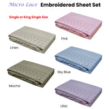 NNEDSZ Essentially Home Living Machine Lace Embroidered Sheet Set Single Mocha