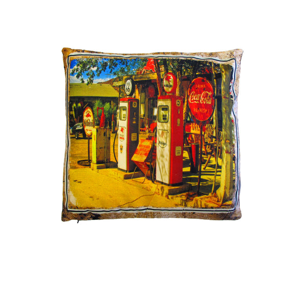 NNEDSZ Australian Mancave Retro Cushion Petrol Station 40 x 40 cm