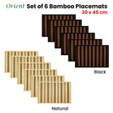 NNEDSZ Set of 6 Orient Bamboo Table Placemats 30 x 45cm Black