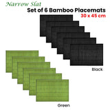 NNEDSZ Set of 6 Narrow Slat Bamboo Table Placemats 30 x 45cm Green