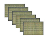 NNEDSZ Set of 6 Multi Stitch Bamboo Table Placemats 30 x 45cm Teal