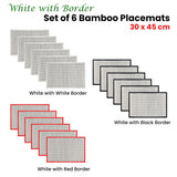 NNEDSZ Set of 6 Bamboo Table Placemats White with White Border 30 x 45cm