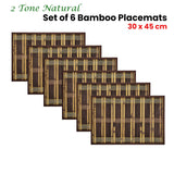 NNEDSZ Set of 6 Natural 2 Tone Bamboo Table Placemats 30 x 45cm