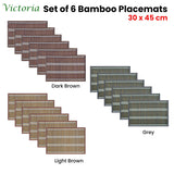 NNEDSZ Set of 6 Victoria Bamboo Table Placemats 30 x 45cm Grey/Silver