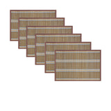 NNEDSZ Set of 6 Victoria Bamboo Table Placemats 30 x 45cm Light Brown/Silver