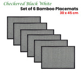 NNEDSZ Set of 6 Checkered Black White Bamboo Table Placemats 30 x 45cm