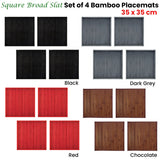 NNEDSZ Set of 4 Square Broad Slat Bamboo Table Placemats 35 x 35cm Chocolate