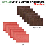 NNEDSZ Set of 6 Varnish Bamboo Table Placemats 30 x 45cm Red