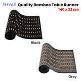NNEDSZ Streak Bamboo Table Runner 140 x 33cm Grey Brown Silver