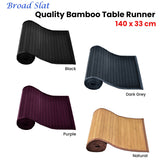 NNEDSZ Broad Slat Bamboo Table Runner 140 x 33cm Black