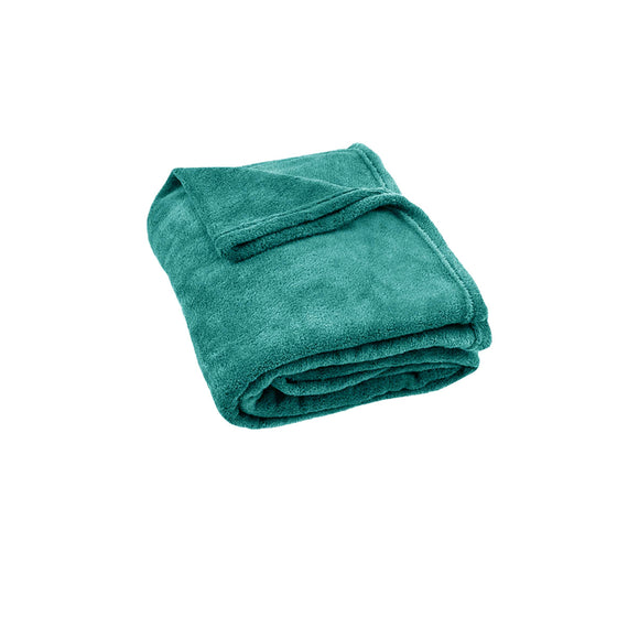 NNEDSZ 240GSM Urban Ultra Soft Coral Fleece Throw Rug 120 x 150cm Emerald Green