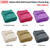 NNEDSZ 240GSM Urban Ultra Soft Coral Fleece Throw Rug 120 x 150cm Oatmeal