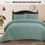 NNEDSZ Ramesses Aqua 3- Piece Mink Flannel Comforter Set Queen