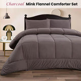 NNEDSZ Ramesses Charcoal 3- Piece Mink Flannel Comforter Set Double