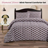 NNEDSZ Ramesses Diamond Flower 3- Piece Mink Flannel Comforter Set King