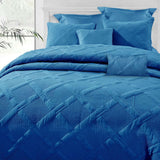 NNEDSZ Ramesses French Blue 7- Piece Air Cloud Bamboo Blend Matelasse Comfort Set Queen
