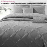 NNEDSZ Ramesses Ultimate Grey 7- Piece Air Cloud Bamboo Blend Matelasse Comfort Set King
