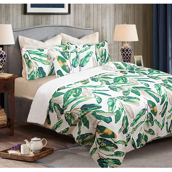 NNEDSZ Shangri La 6 Piece Comforter Set Leaves Green