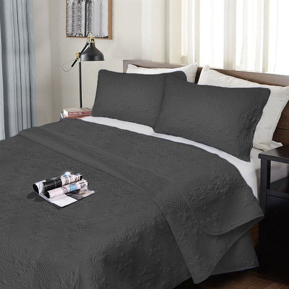 NNEDSZ Ramesses 3 Piece Ultrasonic Comforter Set King Charcoal
