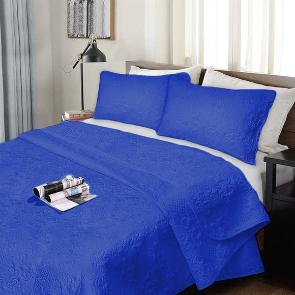 NNEDSZ Ramesses 3 Piece Ultrasonic Comforter Set Queen Royal Blue