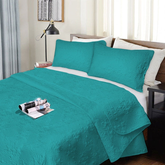 NNEDSZ Ramesses 3 Piece Ultrasonic Comforter Set King Teal