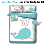 NNEDSZ Baby Blue Whale Kids Advventure 5 Pcs Comforter Set Double