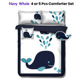 NNEDSZ Navy Whale Kids Advventure 5 Pcs Comforter Set Double