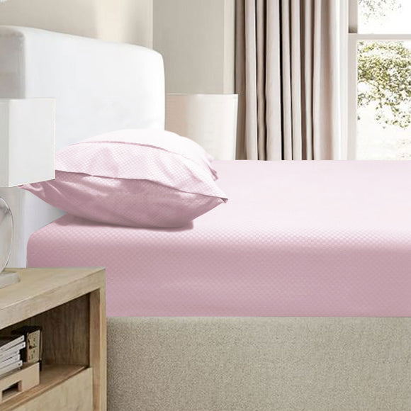 NNEDSZ Ramesses 2000TC Bamboo Embossed Fitted Sheet Combo Set Pink Double
