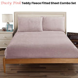 NNEDSZ Ramesses Teddy Fleece Fitted Sheet Combo Set Dusty Pink King