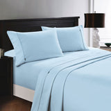 NNEDSZ Deluxe Linen 1200TC Cotton Rich Sheet Set Pearl Blue King