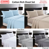 NNEDSZ Deluxe Linen 1200TC Cotton Rich Sheet Set White King Single