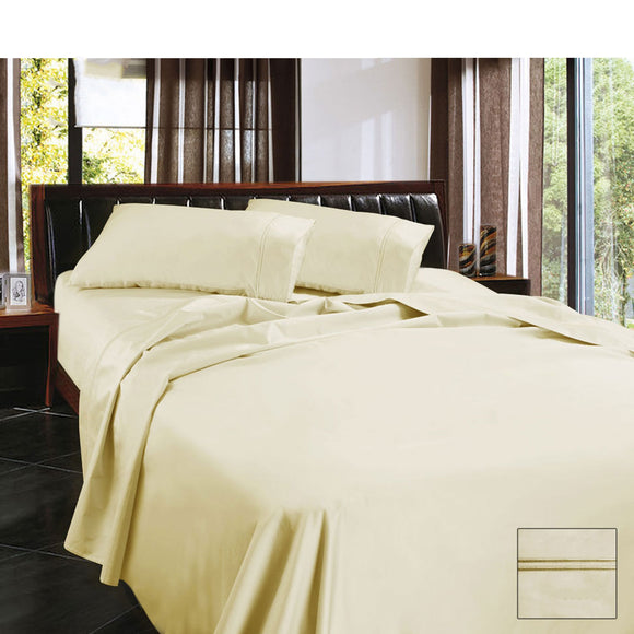 NNEDSZ 1450TC Egyptian Cotton Sateen Sheet Set Cream King