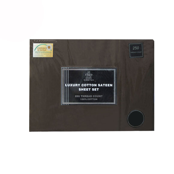 NNEDSZ 250TC 100% Cotton Sateen Sheet Set Dark Chocolate Double